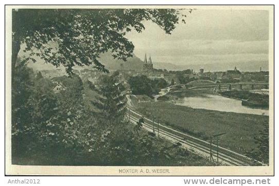 Höxter A.d. Weser NRW Blicke Auf Brücke Eisenbahnstecke Sw 8.7.1924 - Höxter