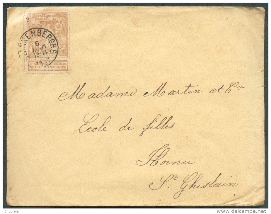 N°72 - 5 Centimes Ocre Pâle, Obl. Sc BLANKENBERGHE Sur Enveloppe Du 6 Août 1897 Vers Hornu - 10155 - 1894-1896 Ausstellungen