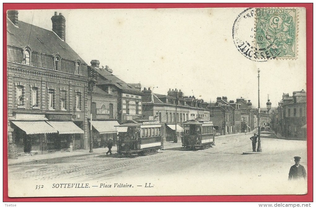 Sotteville-lès-Rouen - Place Voltaire - 2 Tramways- 1907 ( Voir Verso ) - Sotteville Les Rouen