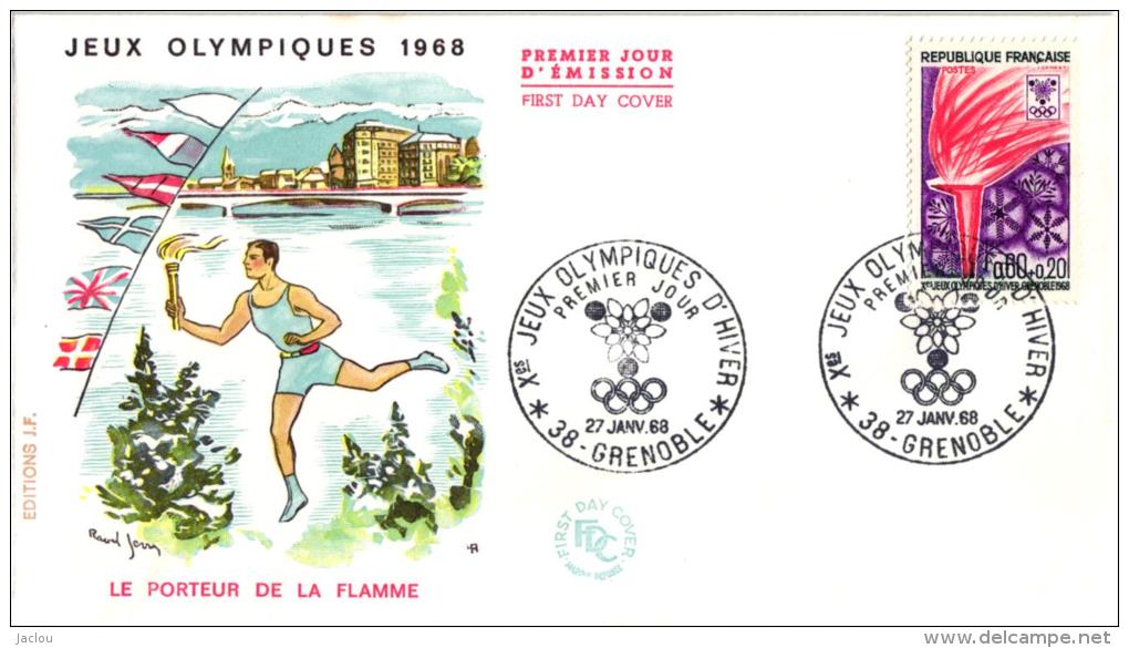 PREMIER JOUR ,JEUX OLYMPIQUES 1968,PORTEUR DE LA FLAMME  REF 43207 - Inverno1968: Grenoble