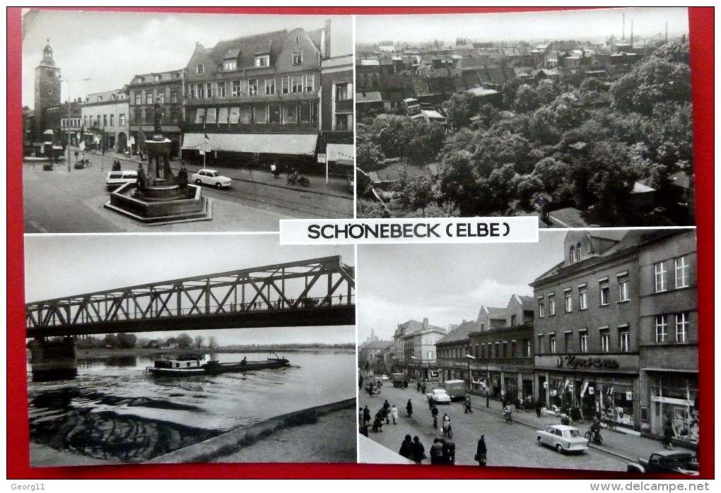 Schönebeck / Elbe - Echtfoto - Mehrbildkarte - DDR 1973 - Sachsen-Anhalt - Briefmarke Goethe - Schönebeck (Elbe)