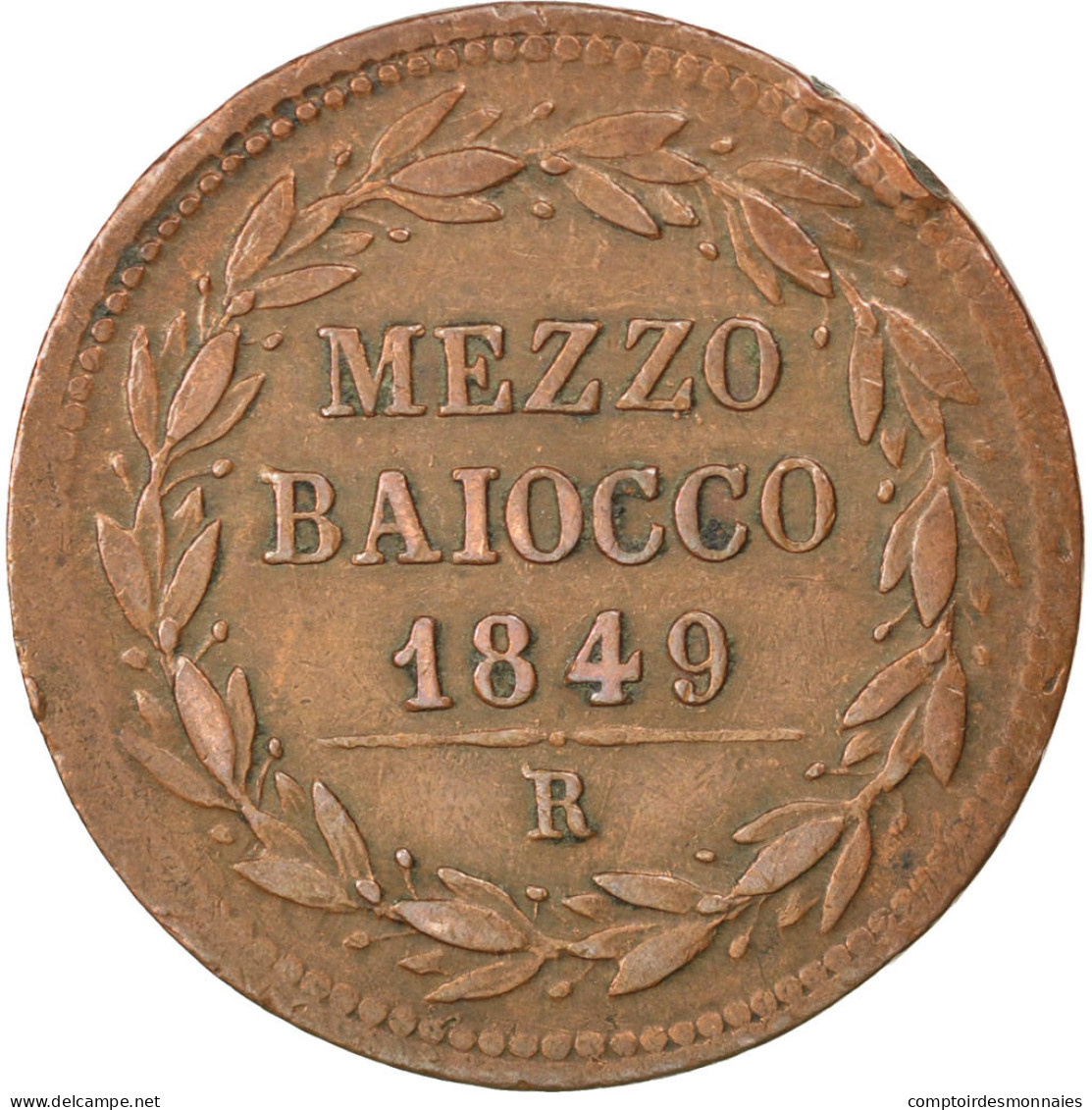 Monnaie, États Italiens, PAPAL STATES, Pius IX, Mezzo (1/2) Baiocco, 1849 - Vaticano (Ciudad Del)