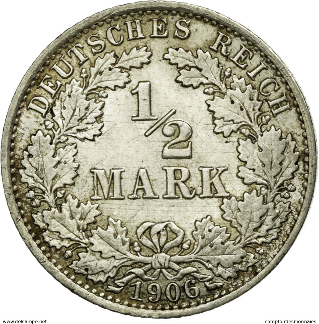 Monnaie, GERMANY - EMPIRE, 1/2 Mark, 1906, Berlin, TTB, Argent, KM:17 - 1/2 Mark