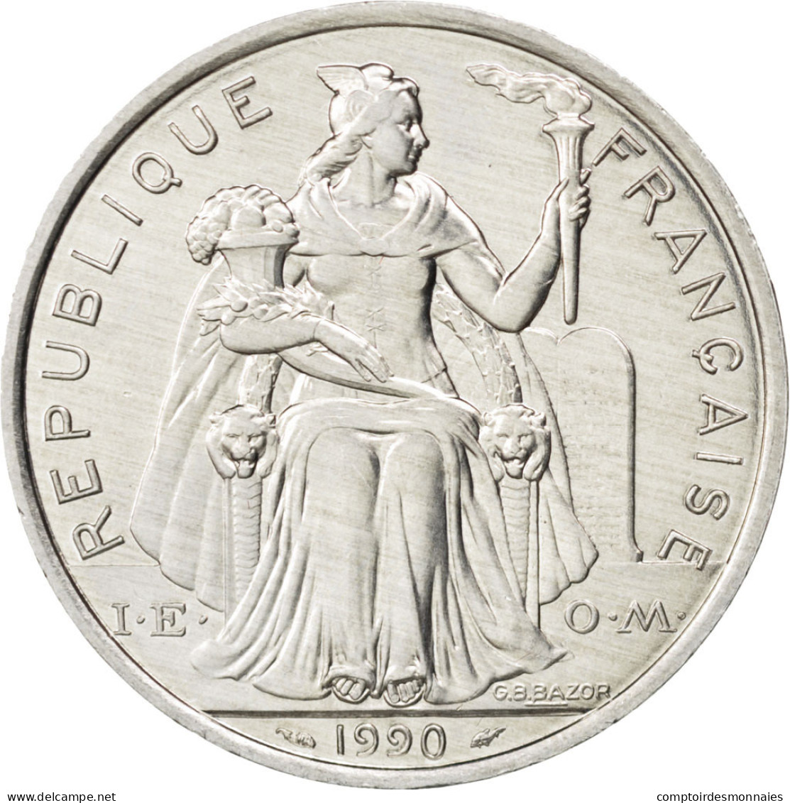 Monnaie, Nouvelle-Calédonie, 5 Francs, 1990, SPL+, Aluminium, KM:16 - Neu-Kaledonien