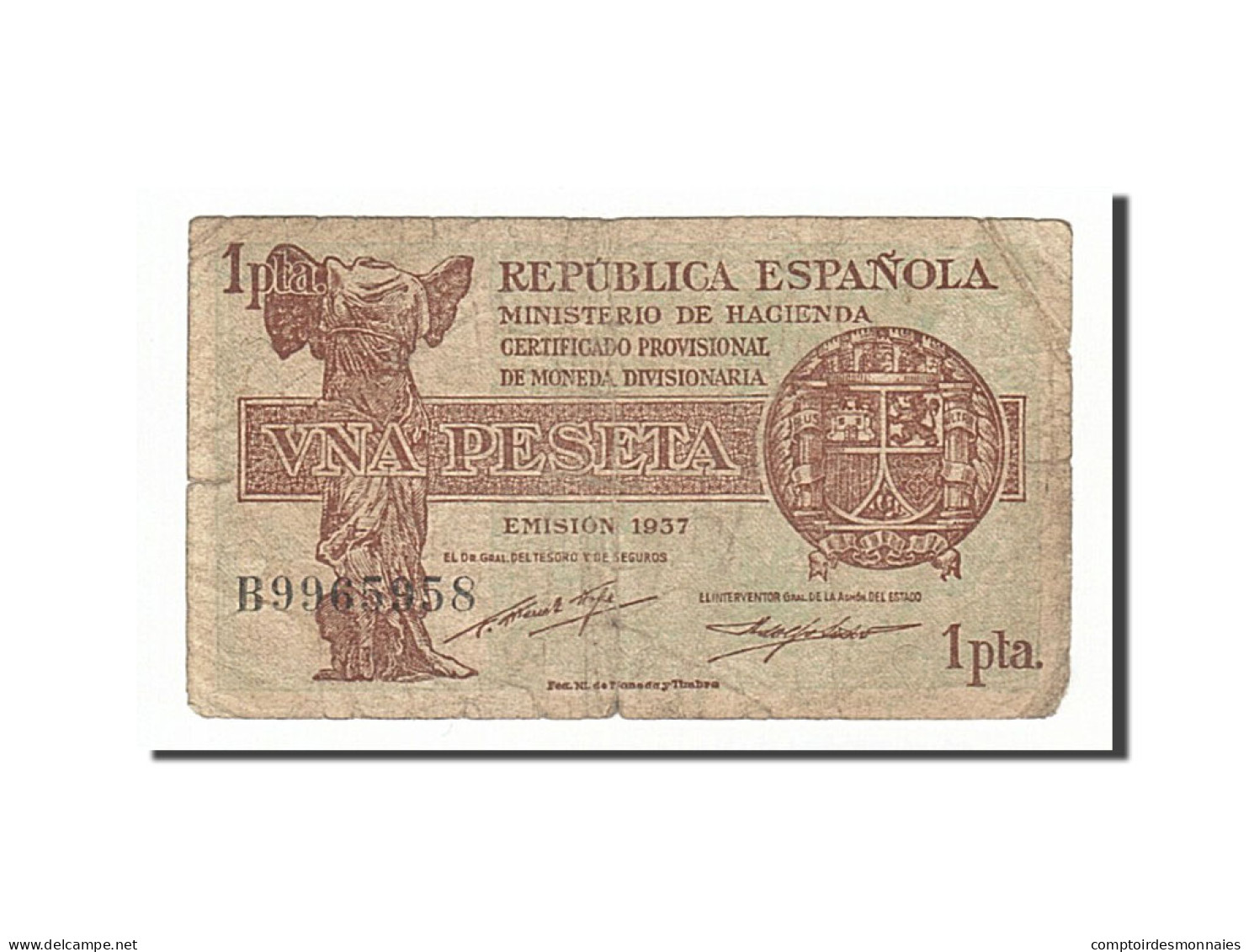 Billet, Espagne, 1 Peseta, 1937, TB - 1-2 Pesetas