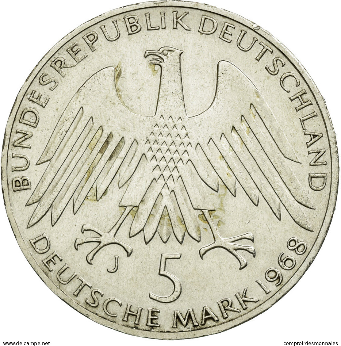 Monnaie, République Fédérale Allemande, 5 Mark, 1968, Hamburg, Germany, SUP - 5 Marcos