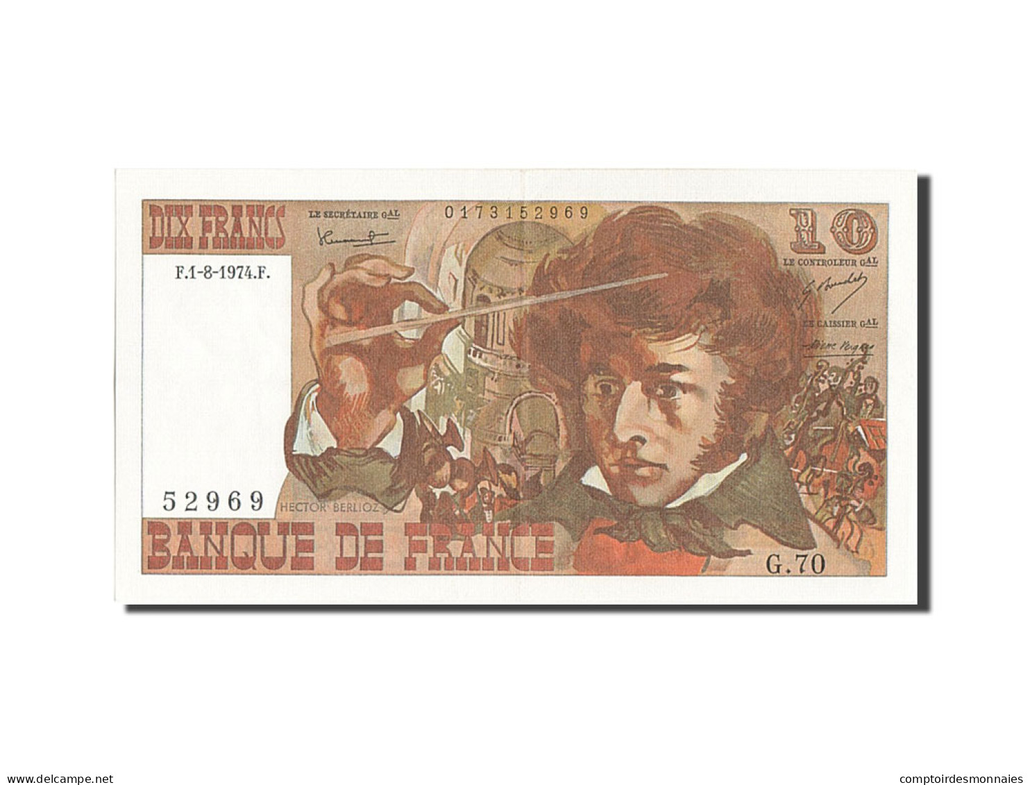 Billet, France, 10 Francs, 10 F 1972-1978 ''Berlioz'', 1974, 1974-08-01, SUP+ - 10 F 1972-1978 ''Berlioz''
