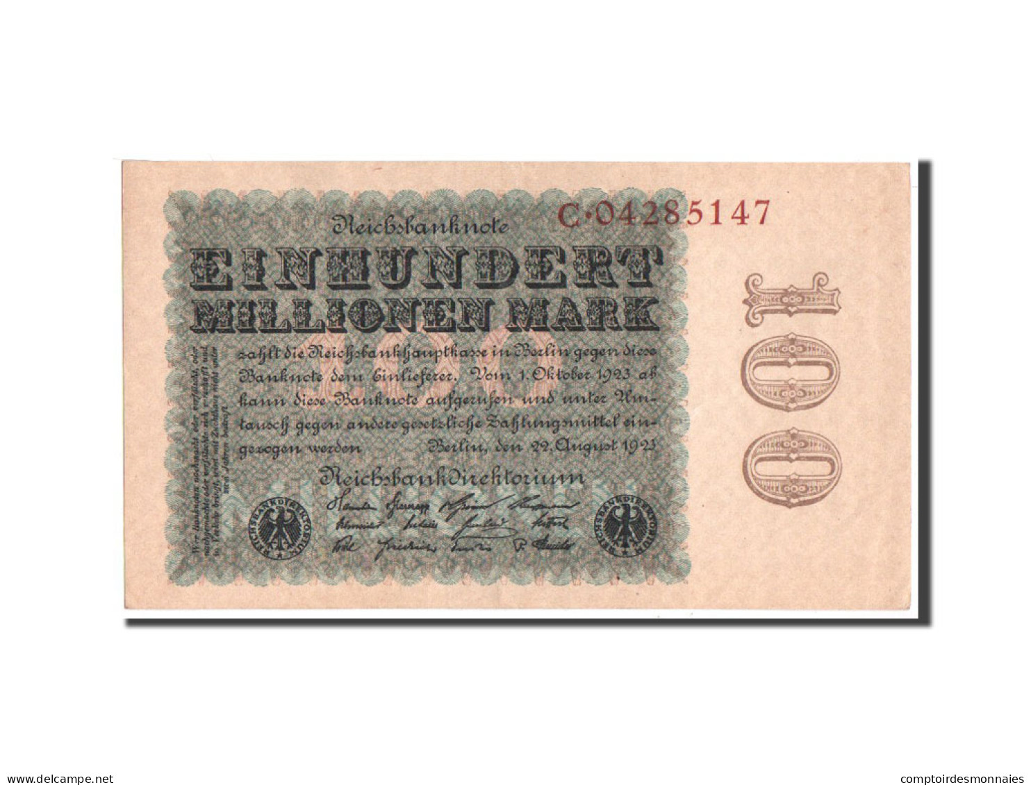 Billet, Allemagne, 100 Millionen Mark, 1923, SUP - 100 Miljoen Mark