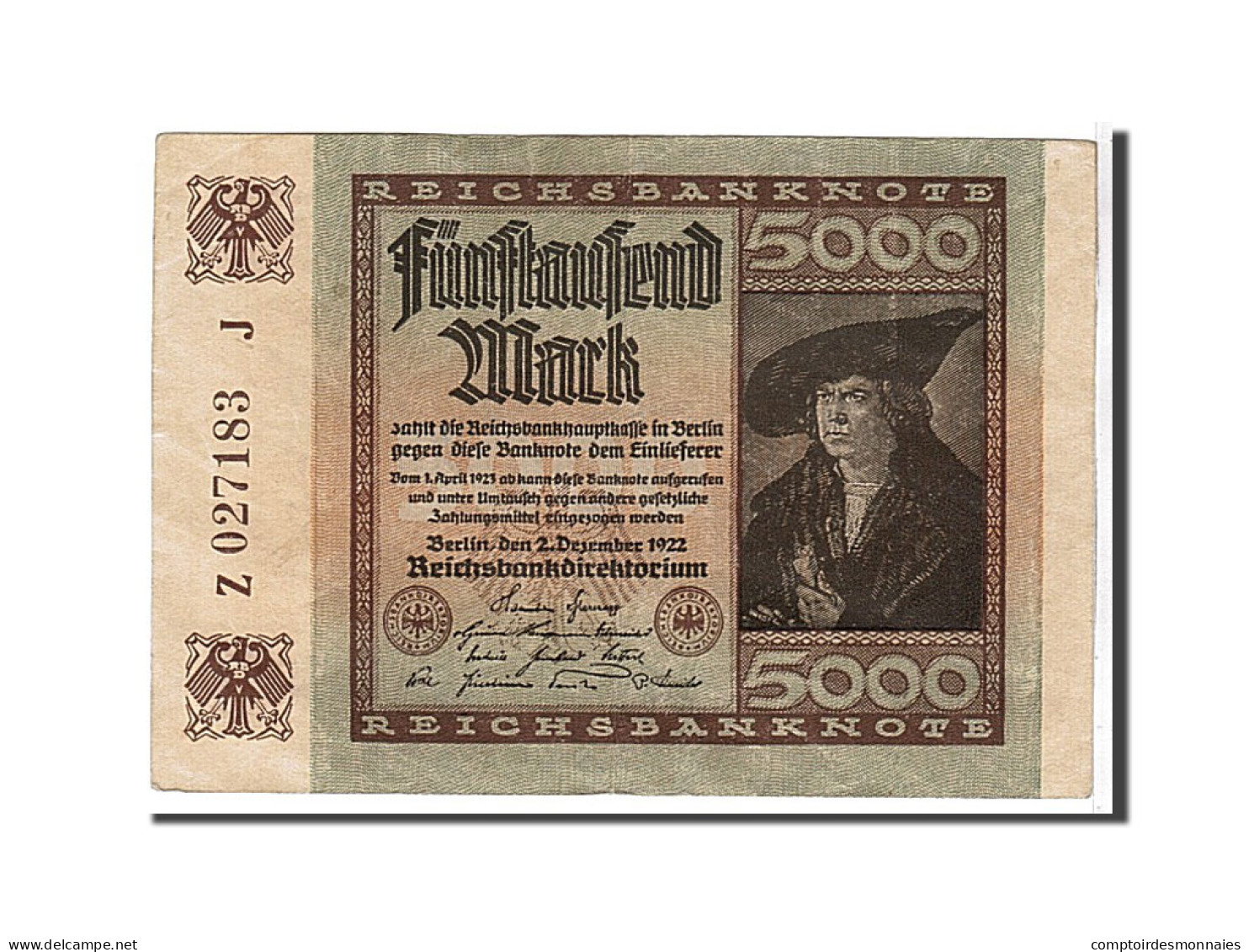 Billet, Allemagne, 5000 Mark, 1922, KM:81d, SUP+ - 5000 Mark