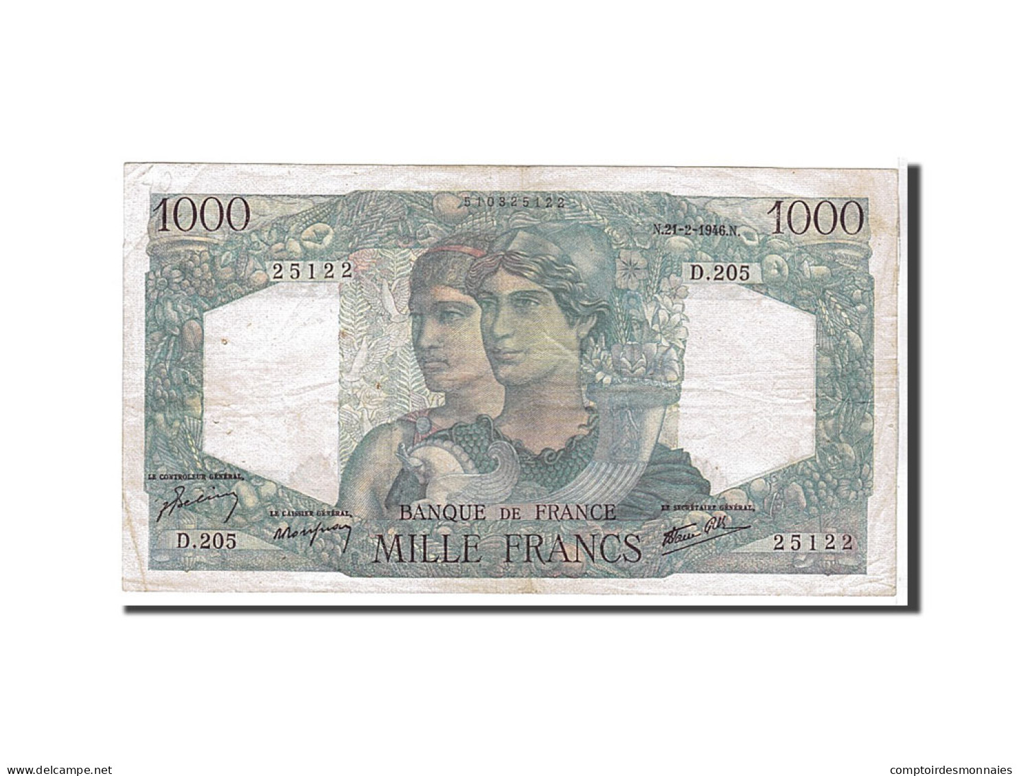 Billet, France, 1000 Francs, 1 000 F 1945-1950 ''Minerve Et Hercule'', 1946 - 1 000 F 1945-1950 ''Minerve Et Hercule''