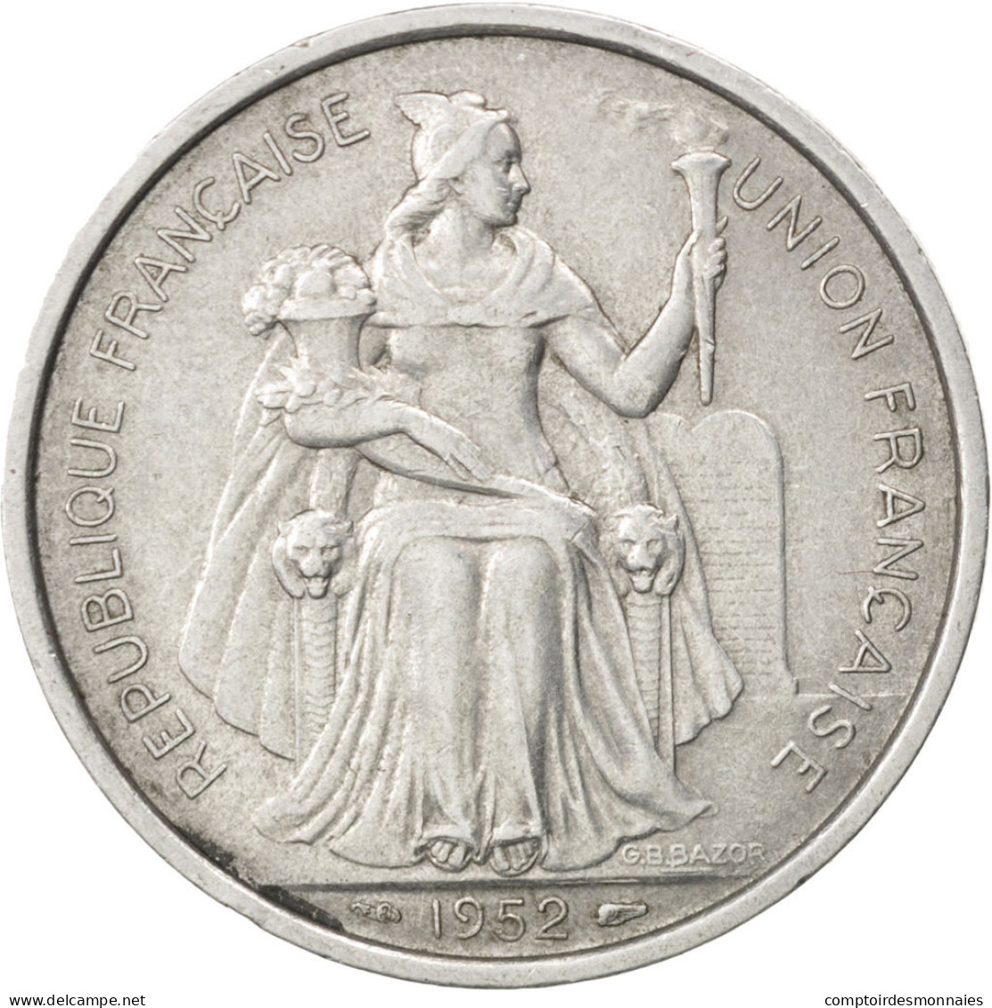 Monnaie, Nouvelle-Calédonie, 5 Francs, 1952, TTB, Aluminium, KM:4, Lecompte:71 - Nouvelle-Calédonie