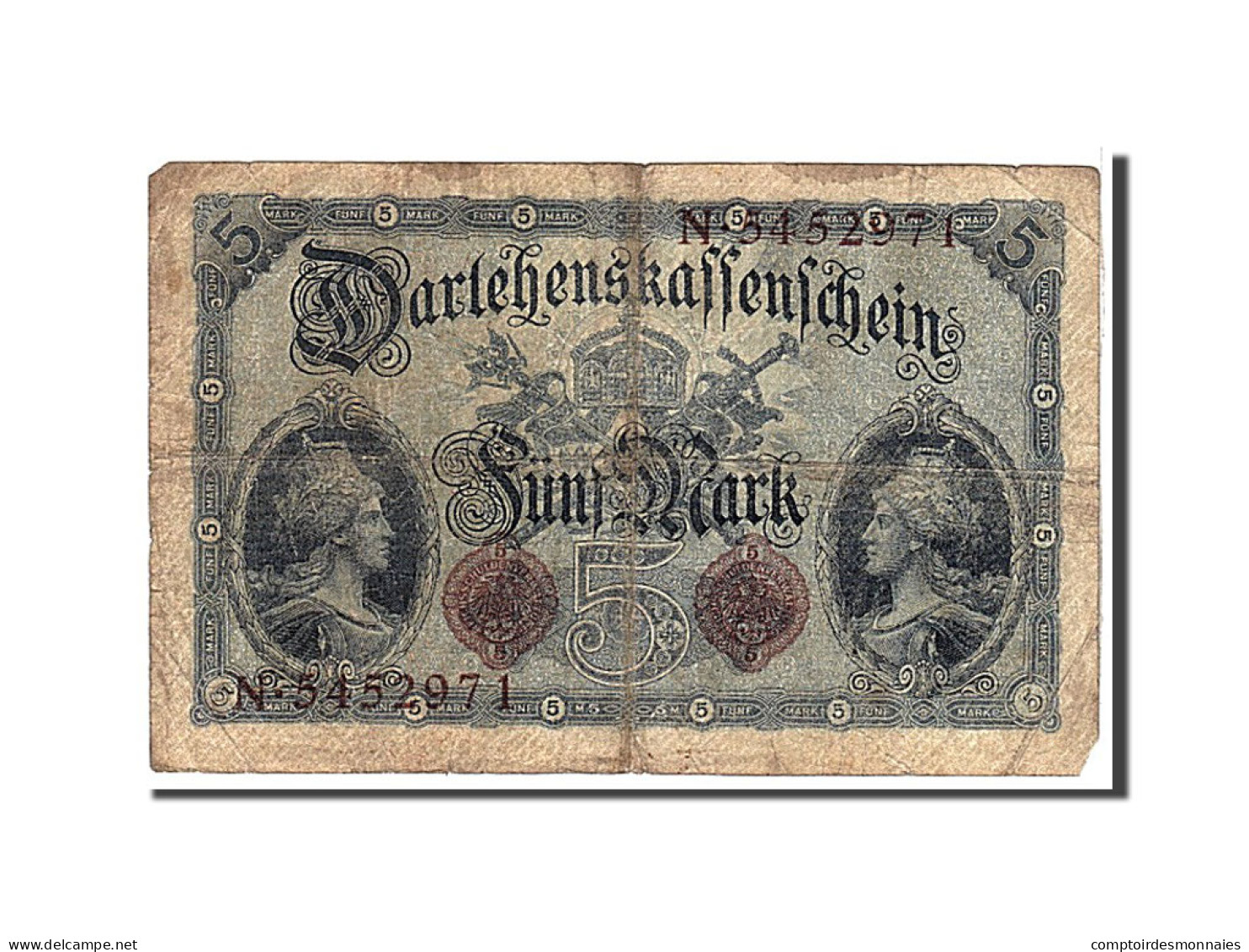 Billet, Allemagne, 5 Mark, 1914, KM:47b, B - 5 Mark