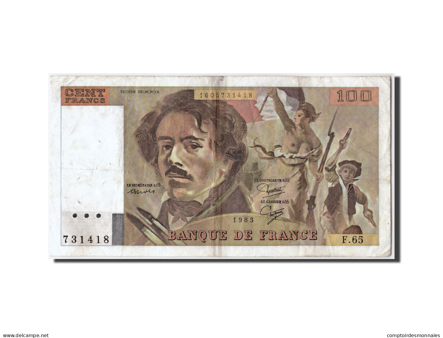 Billet, France, 100 Francs, 100 F 1978-1995 ''Delacroix'', 1983, TB - 100 F 1978-1995 ''Delacroix''