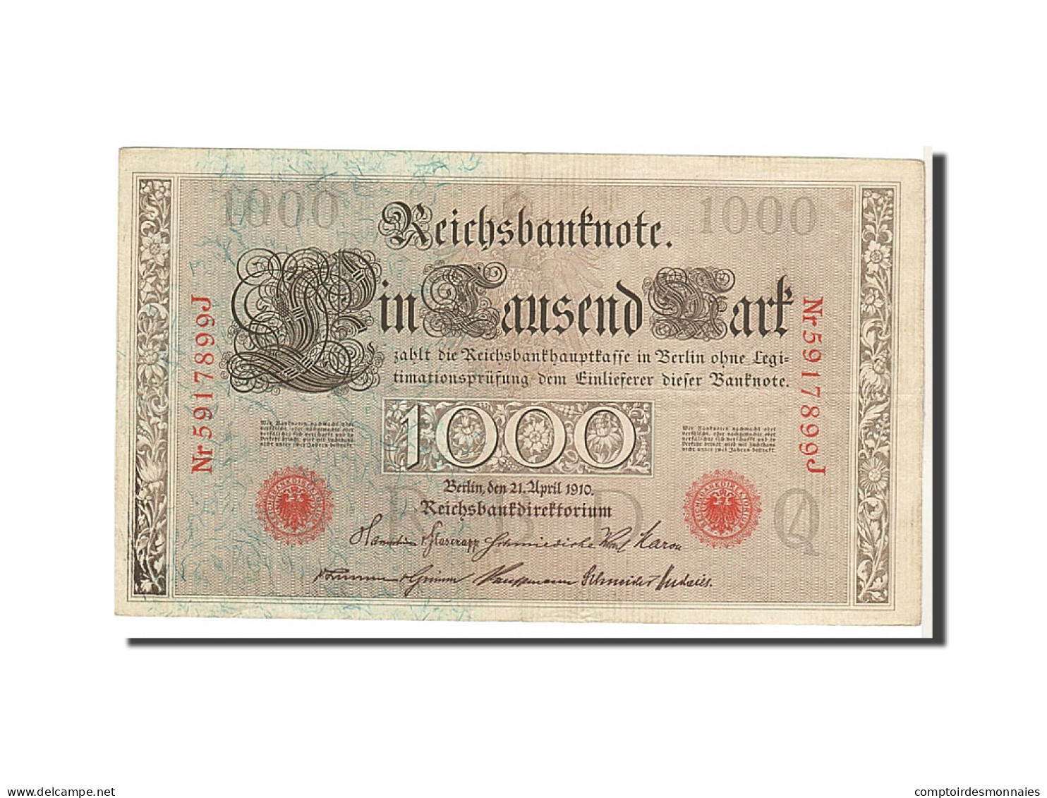 Billet, Allemagne, 1000 Mark, 1910, KM:44b, TTB+ - 1.000 Mark