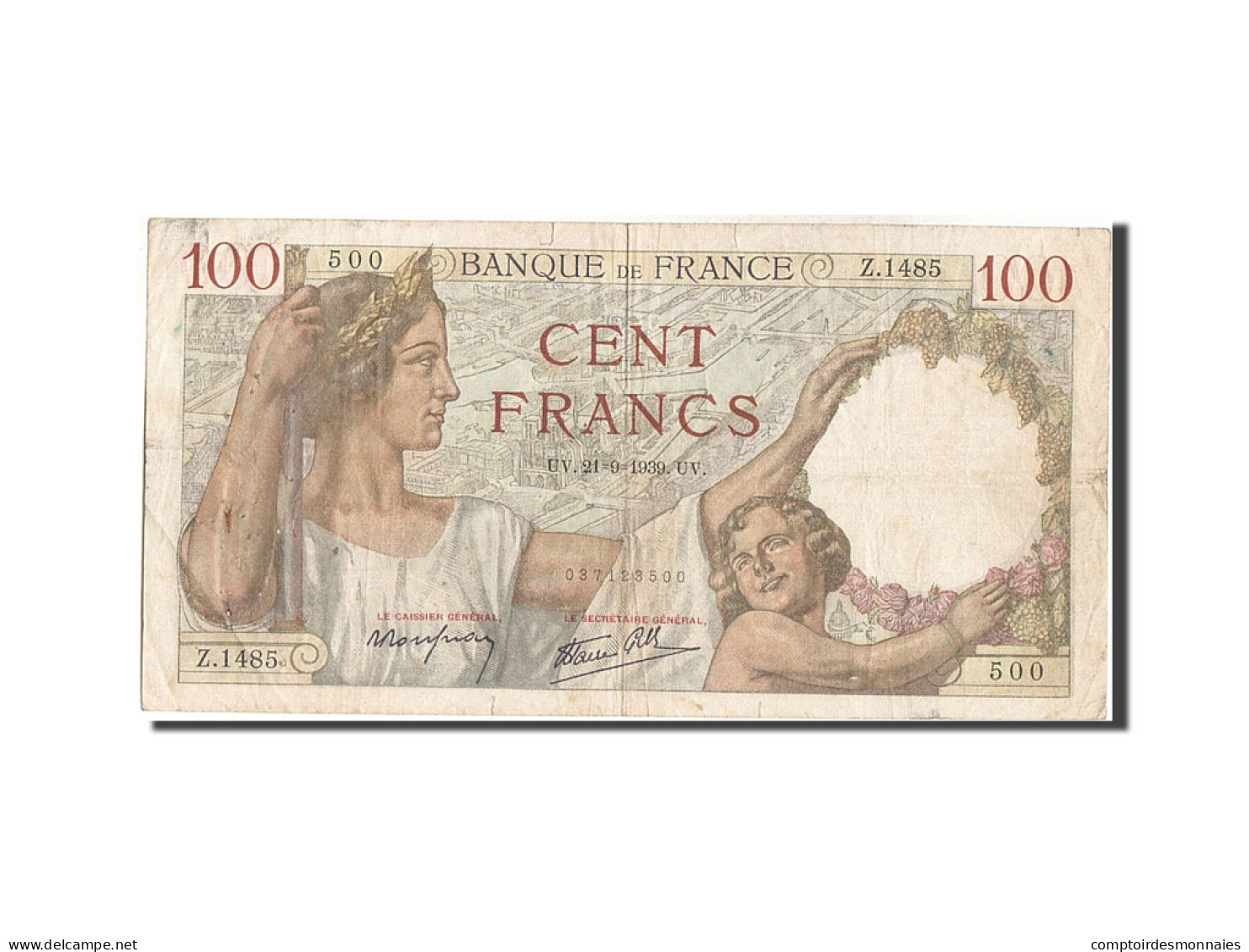 Billet, France, 100 Francs, 100 F 1939-1942 ''Sully'', 1939, 1939-09-21, TB - 100 F 1939-1942 ''Sully''