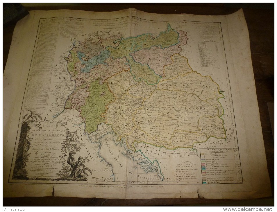 Carte Elémentaire Et Statistique ALLEMAGNE Conforme Au Traité De Paix De Lunéville L´An 9- 1812 --->suite DESCRIPTION - Geographical Maps