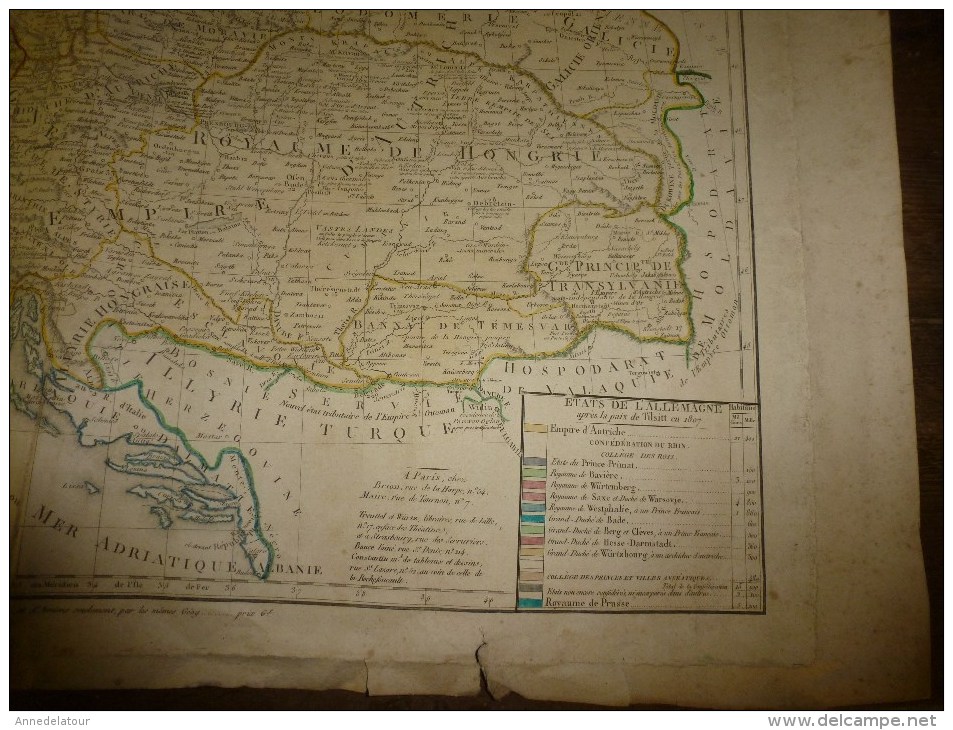 Carte Elémentaire Et Statistique ALLEMAGNE Conforme Au Traité De Paix De Lunéville L´An 9- 1812 --->suite DESCRIPTION - Cartes Géographiques