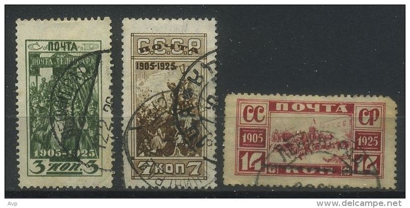USSR 1925 Michel 302A-304A 20th Anniversary Of Revolution Of 1905 Used - Usados