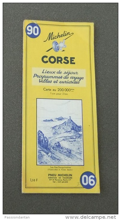 Carte Michelin France - Années 1960 - Numéro 90 - Corse - Cartes Routières