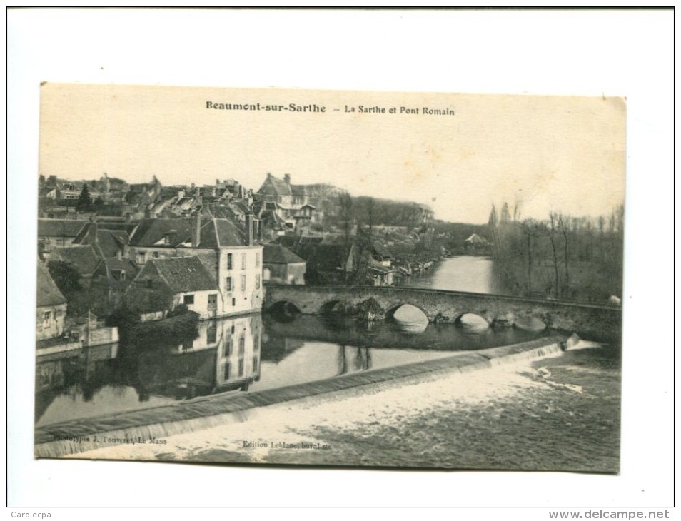 CP - BEAUMONT SUR SARTHE (72) LA SARTHE ET PONT ROMAIN - Beaumont Sur Sarthe