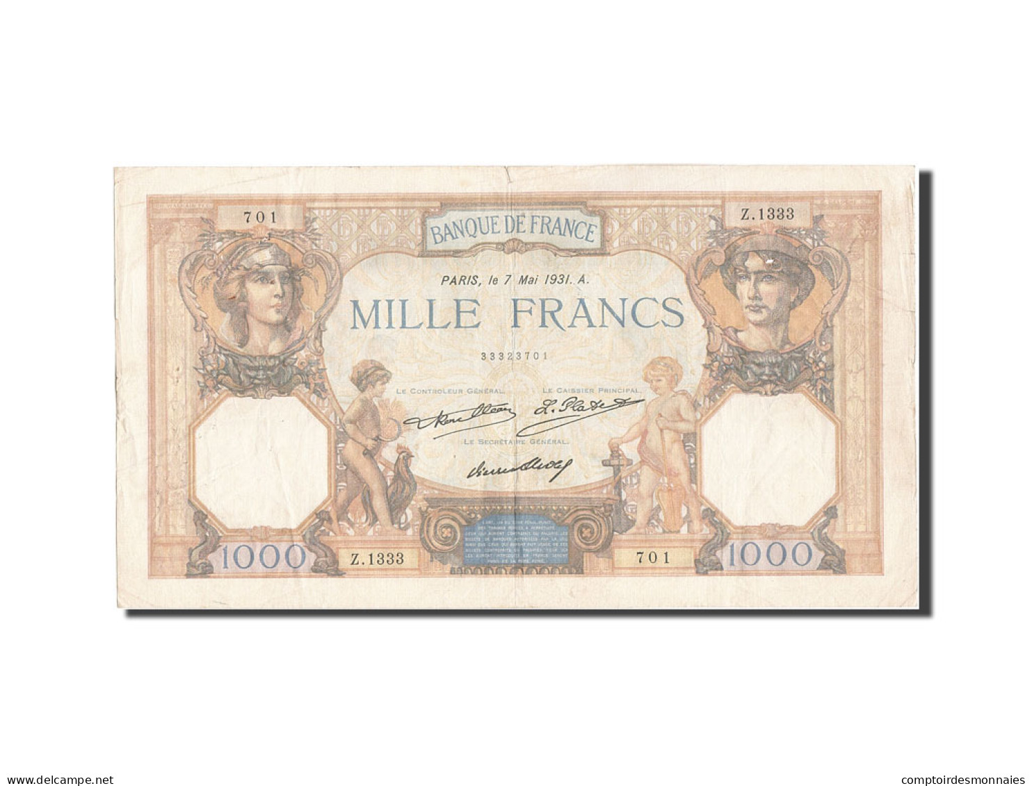 Billet, France, 1000 Francs, 1 000 F 1927-1940 ''Cérès Et Mercure'', 1931 - 1 000 F 1927-1940 ''Cérès Et Mercure''