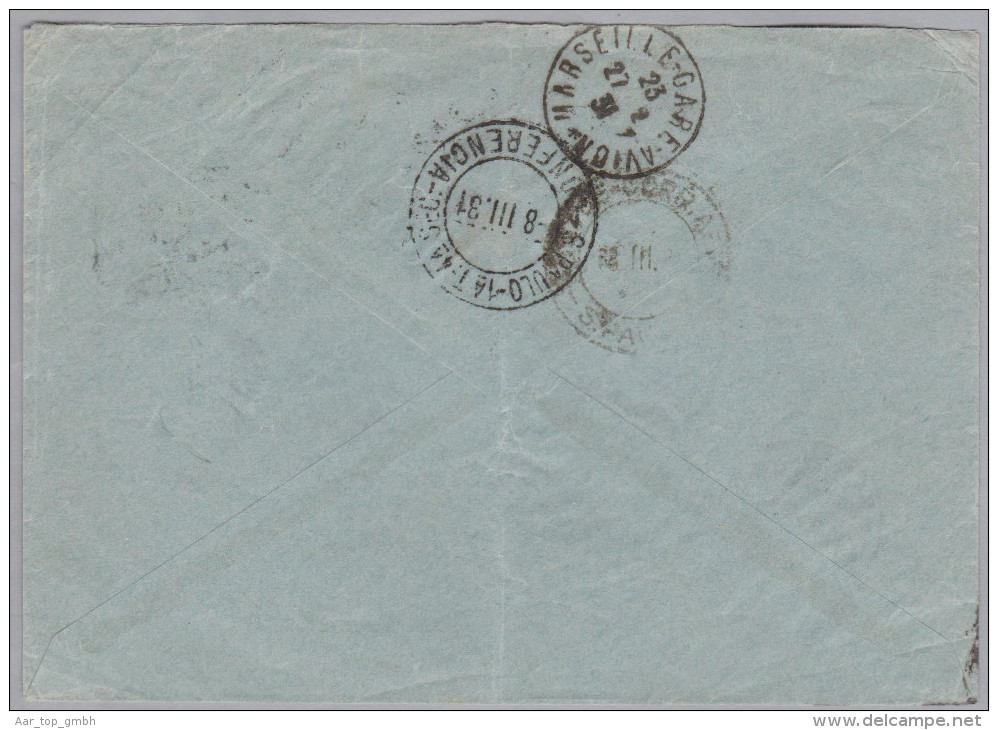 Schweiz Luftpost 1931-02-26 Zürich Brief Nach Sao Paulo Via Genf - Primi Voli