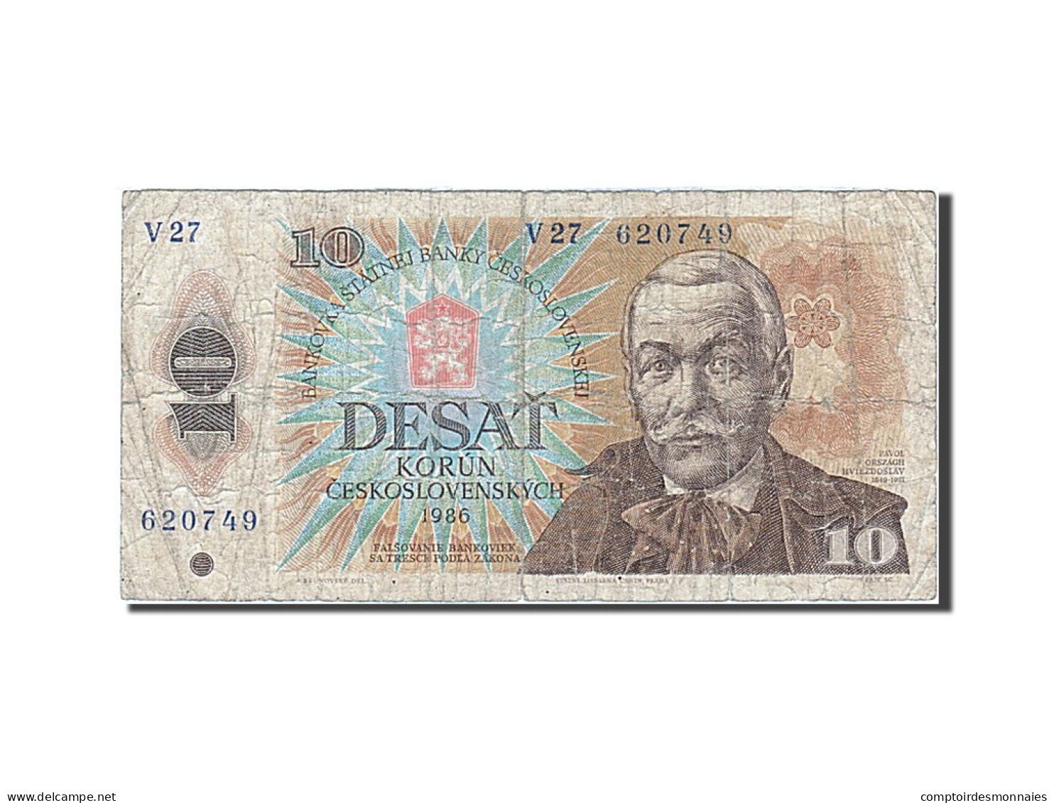 Billet, Tchécoslovaquie, 10 Korun, 1986, B - Tchécoslovaquie