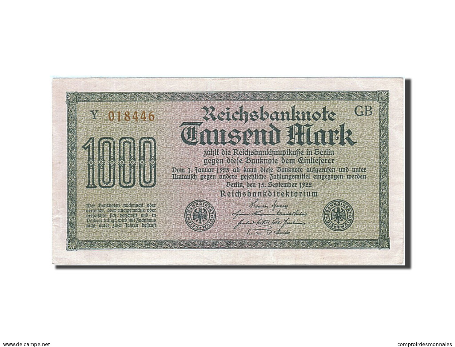 Billet, Allemagne, 1000 Mark, 1922, 1922-09-15, SUP - 1000 Mark