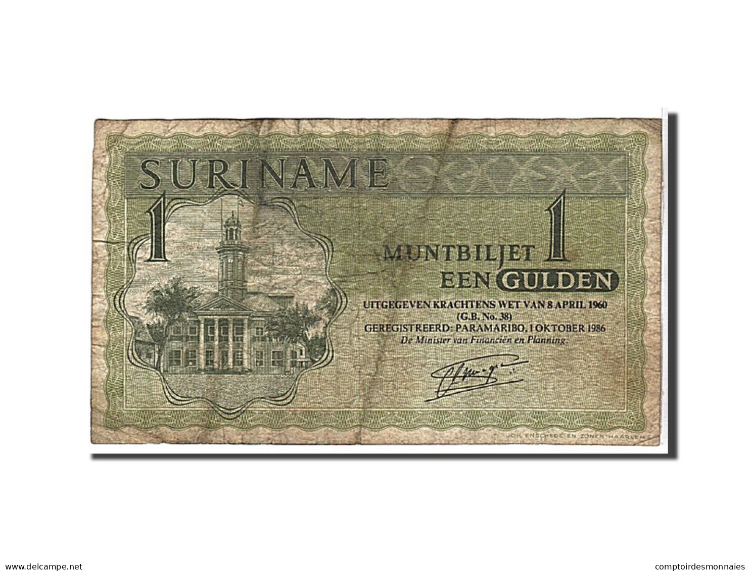 Billet, Suriname, 1 Gulden, 1986, KM:116i, TB - Suriname