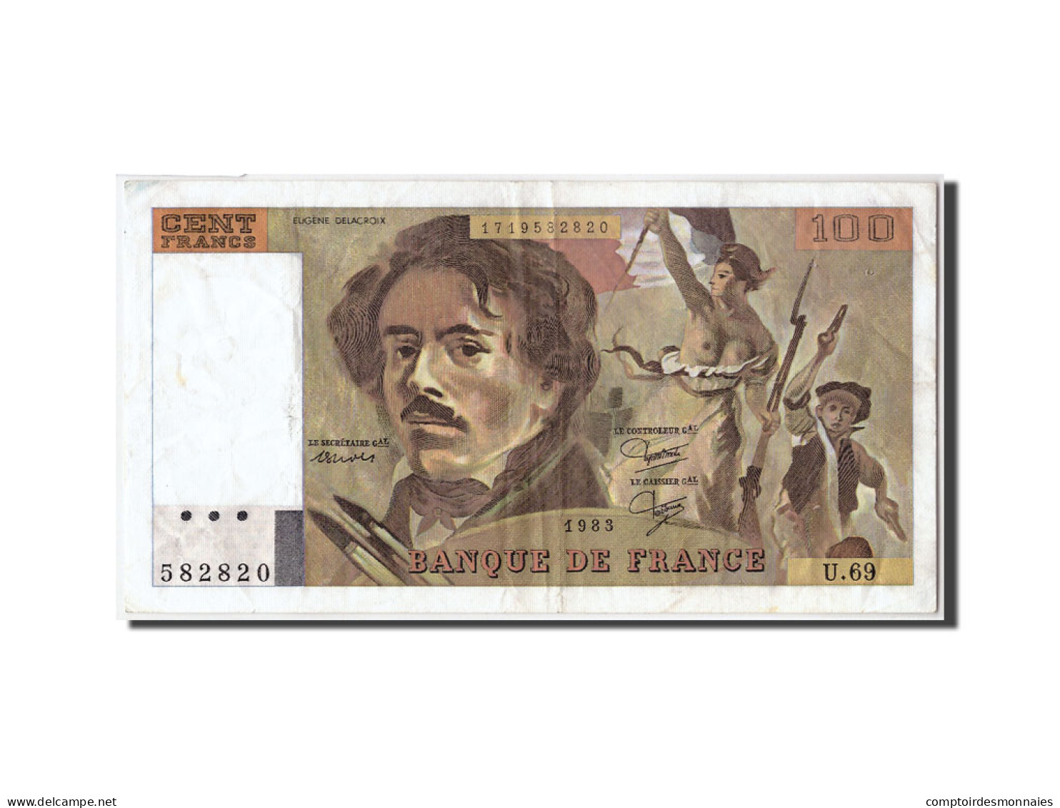 Billet, France, 100 Francs, 100 F 1978-1995 ''Delacroix'', 1983, TB+ - 100 F 1978-1995 ''Delacroix''