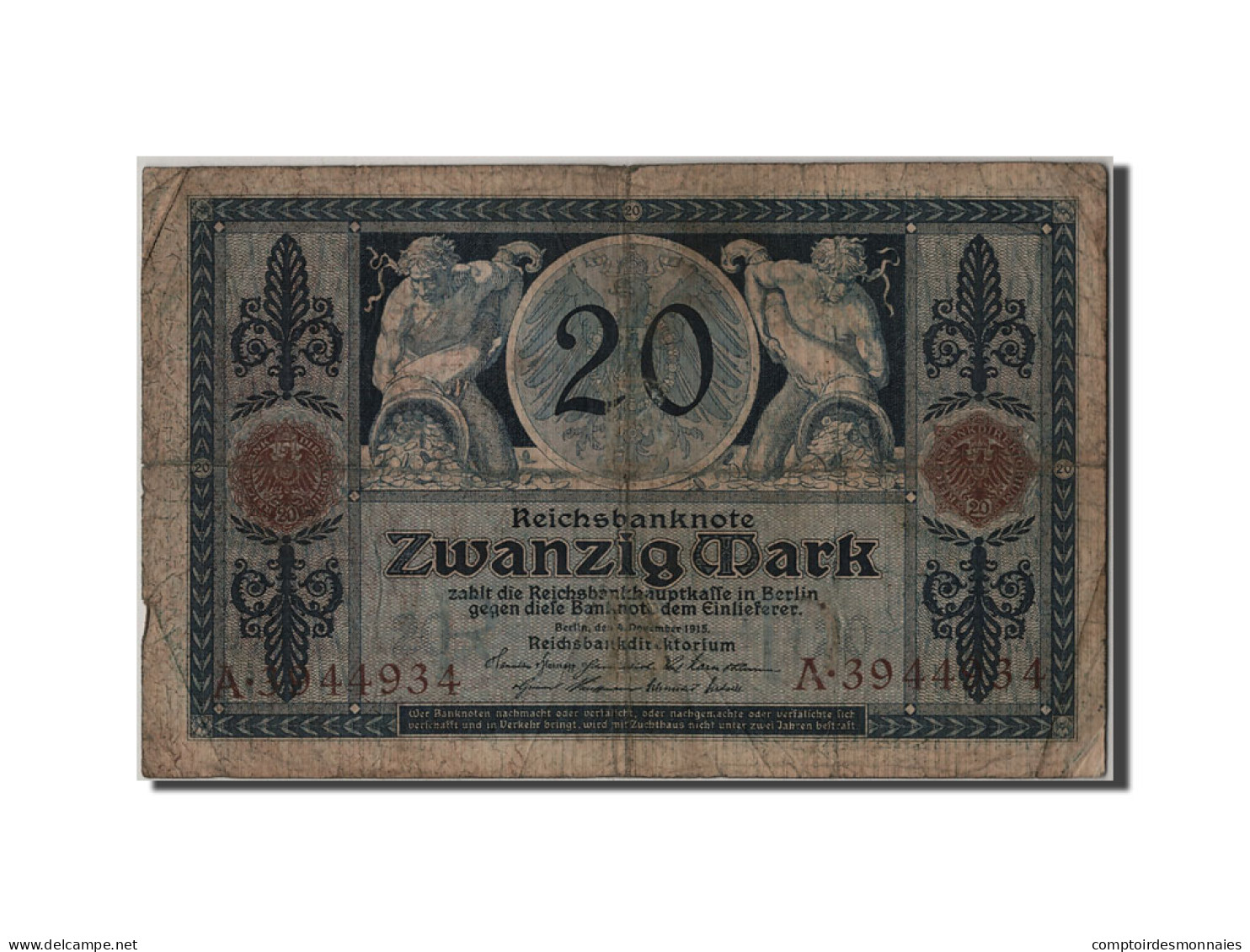 Billet, Allemagne, 20 Mark, 1915, 1915-11-04, B+ - 20 Mark