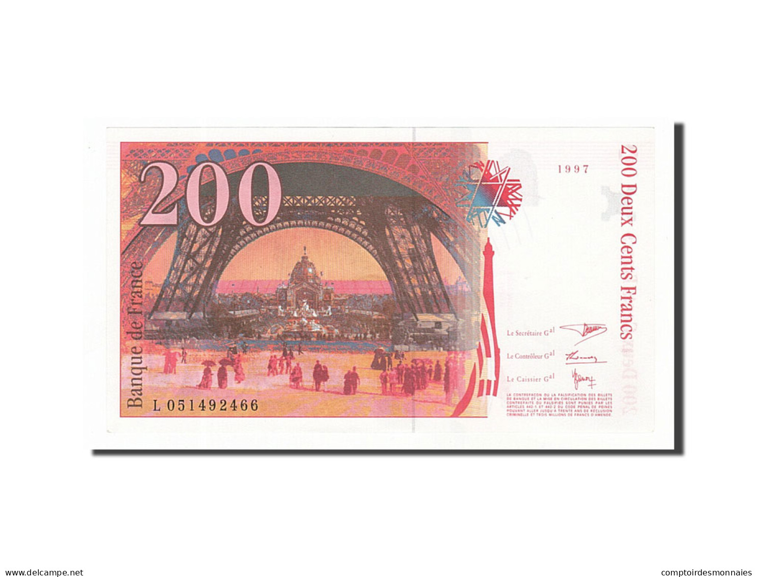 Billet, France, 200 Francs, 200 F 1995-1999 ''Eiffel'', 1997, SPL - 200 F 1995-1999 ''Eiffel''