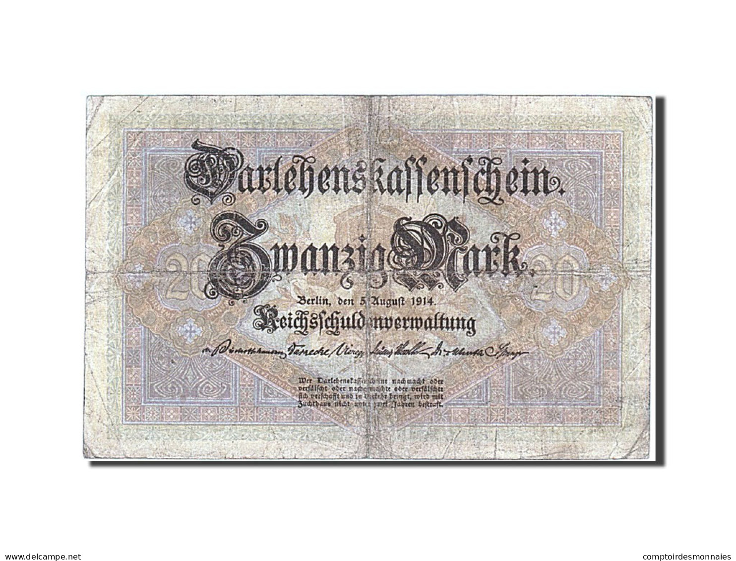 Billet, Allemagne, 20 Mark, 1914, 1914-08-05, B+ - 20 Mark