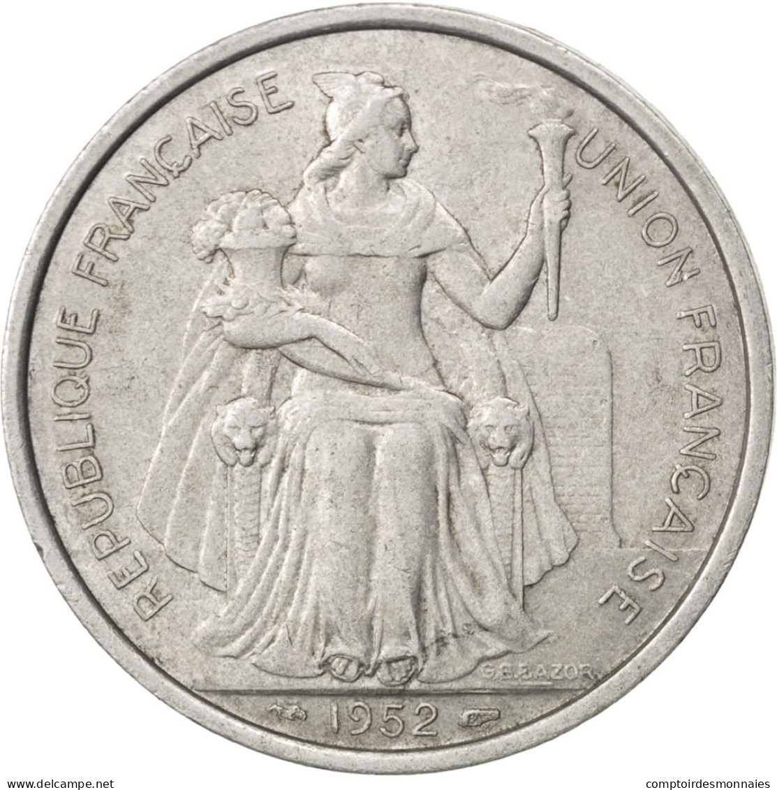 Monnaie, Nouvelle-Calédonie, 5 Francs, 1952, TTB, Aluminium, KM:4, Lecompte:71 - Neu-Kaledonien