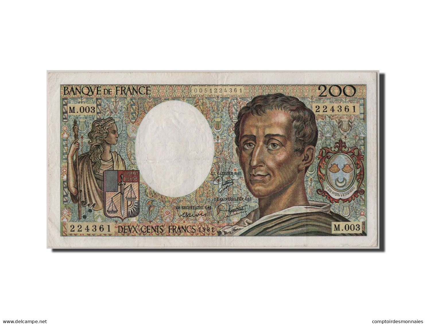 Billet, France, 200 Francs, 200 F 1981-1994 ''Montesquieu'', 1981, TTB - 200 F 1981-1994 ''Montesquieu''