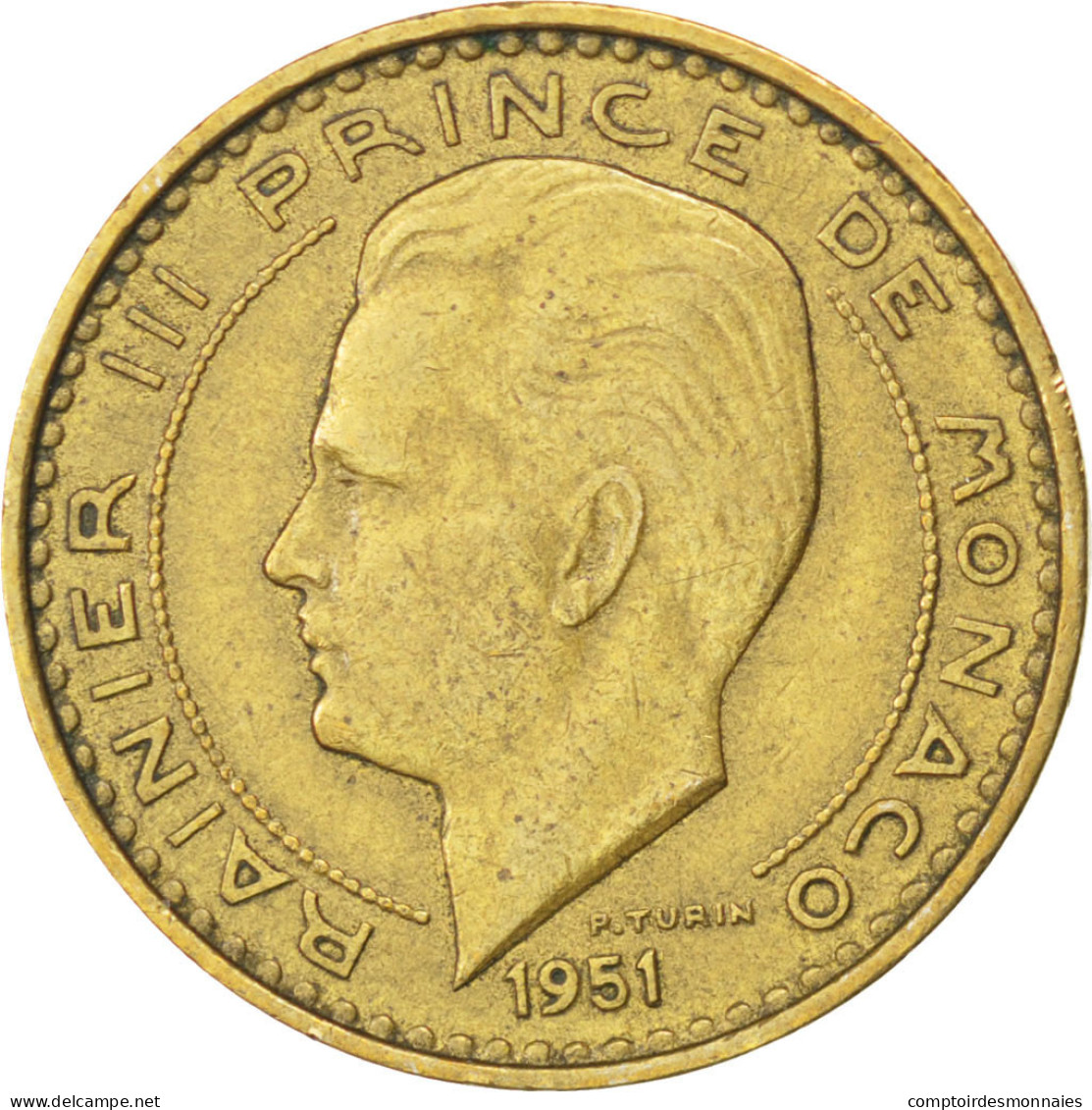 Monnaie, Monaco, Rainier III, 10 Francs, 1951, TTB, Aluminum-Bronze, KM:130 - 1949-1956 Francos Antiguos