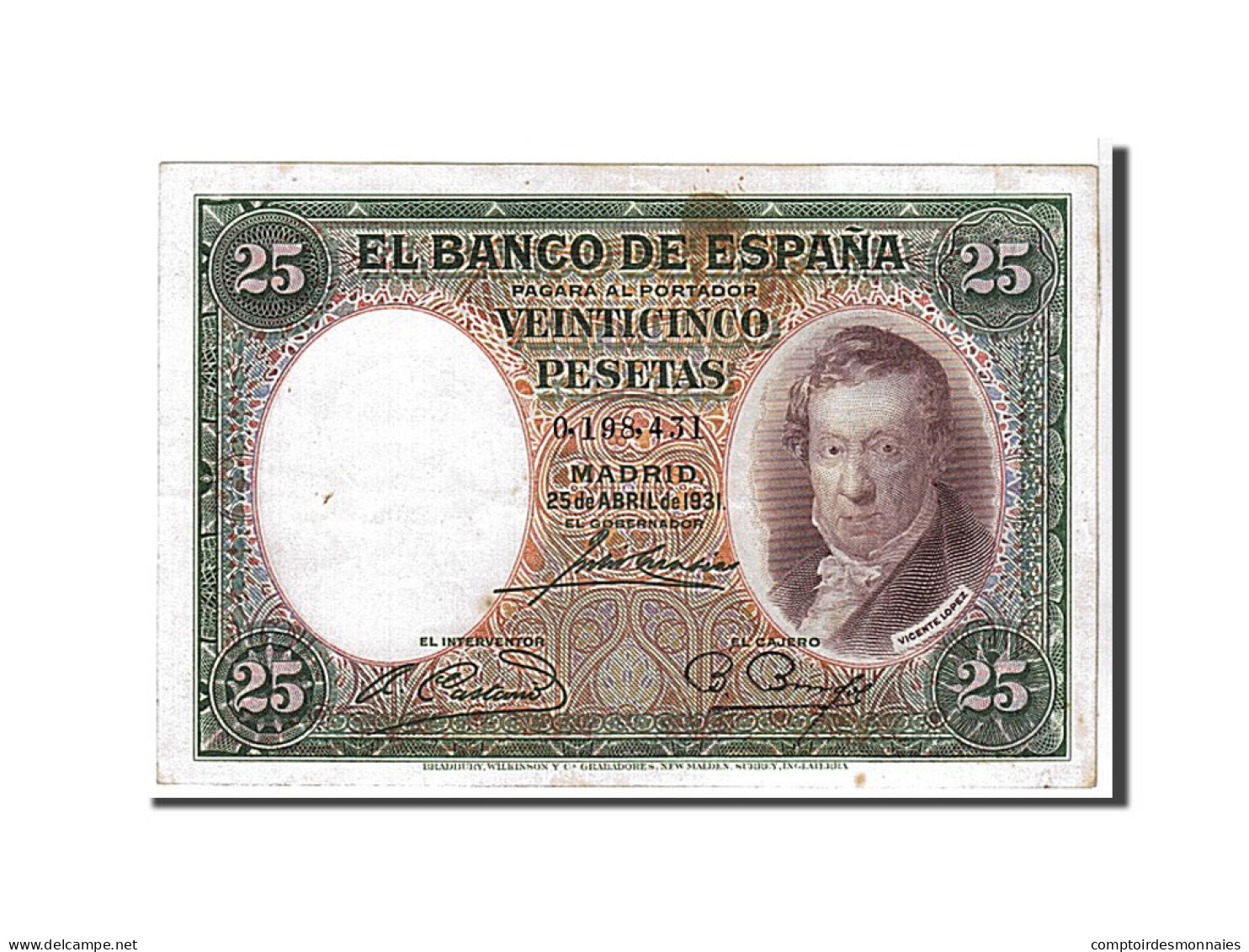 Billet, Espagne, 25 Pesetas, 1931, SUP+ - 1-2-5-25 Pesetas