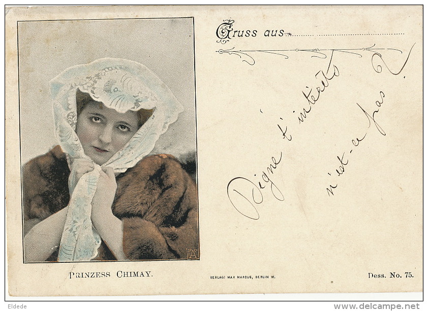 Prinzess Chimay Born Clara Ward In Detroit USA Gruss Max Marcus Berlin  P. Used 1897 - Chimay