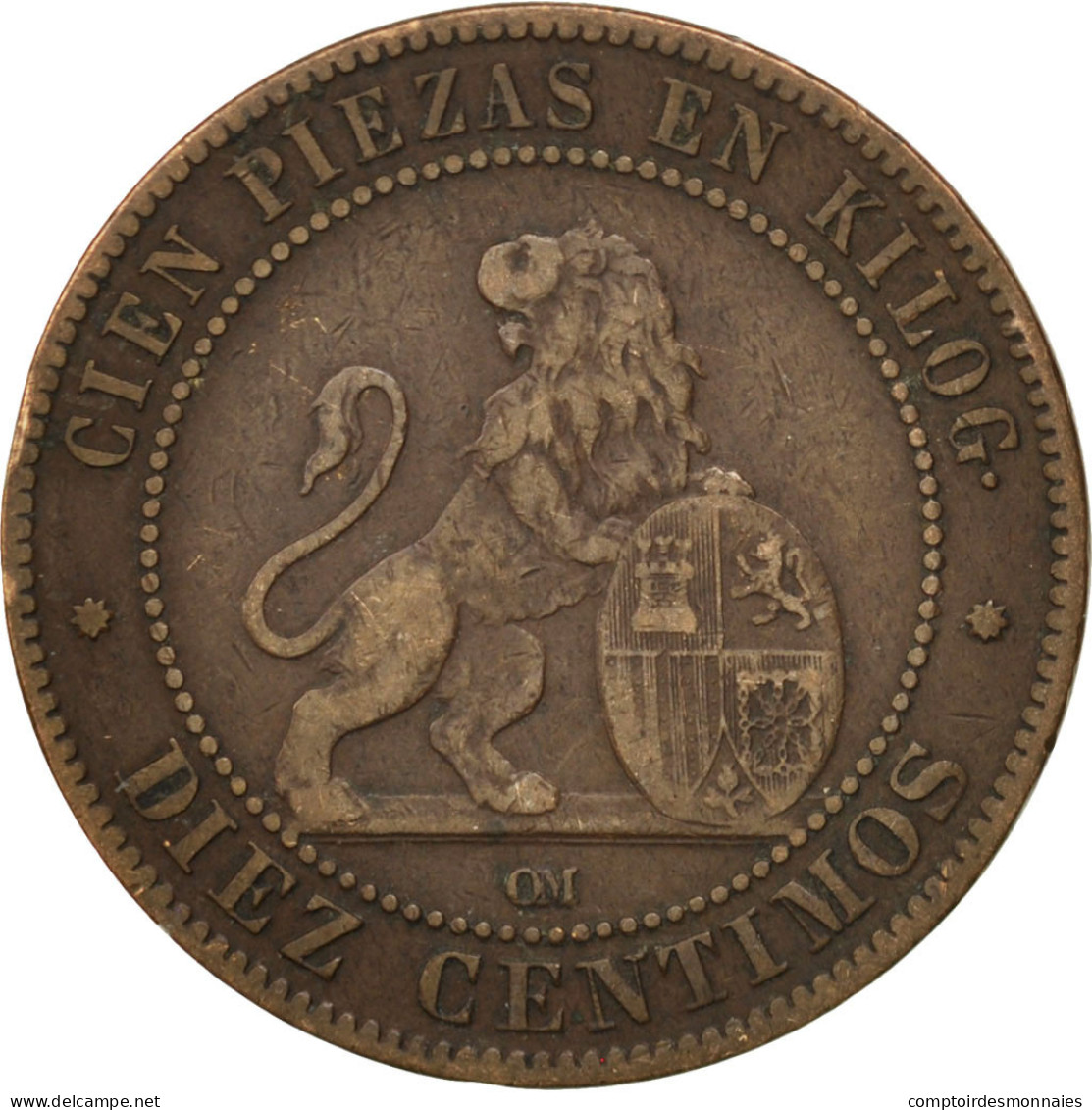 Monnaie, Espagne, Provisional Government, 10 Centimos, 1870, TTB, Cuivre, KM:663 - Otros & Sin Clasificación