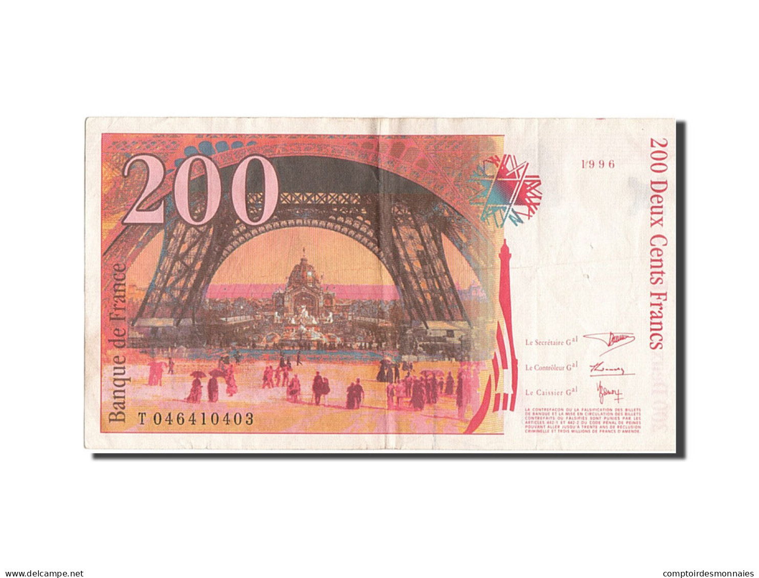 Billet, France, 200 Francs, 200 F 1995-1999 ''Eiffel'', 1996, TTB - 200 F 1995-1999 ''Eiffel''