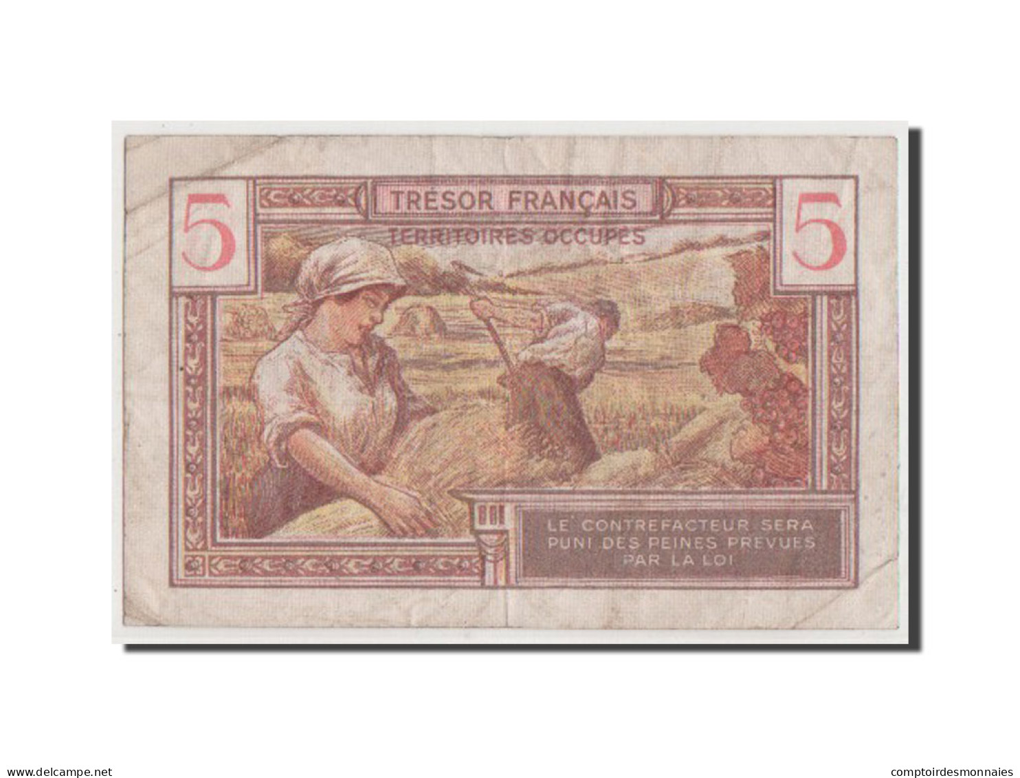 Billet, France, 5 Francs, 1947 French Treasury, 1947, TB, Fayette:VF29.1, KM:M6a - 1947 Tesoro Francese