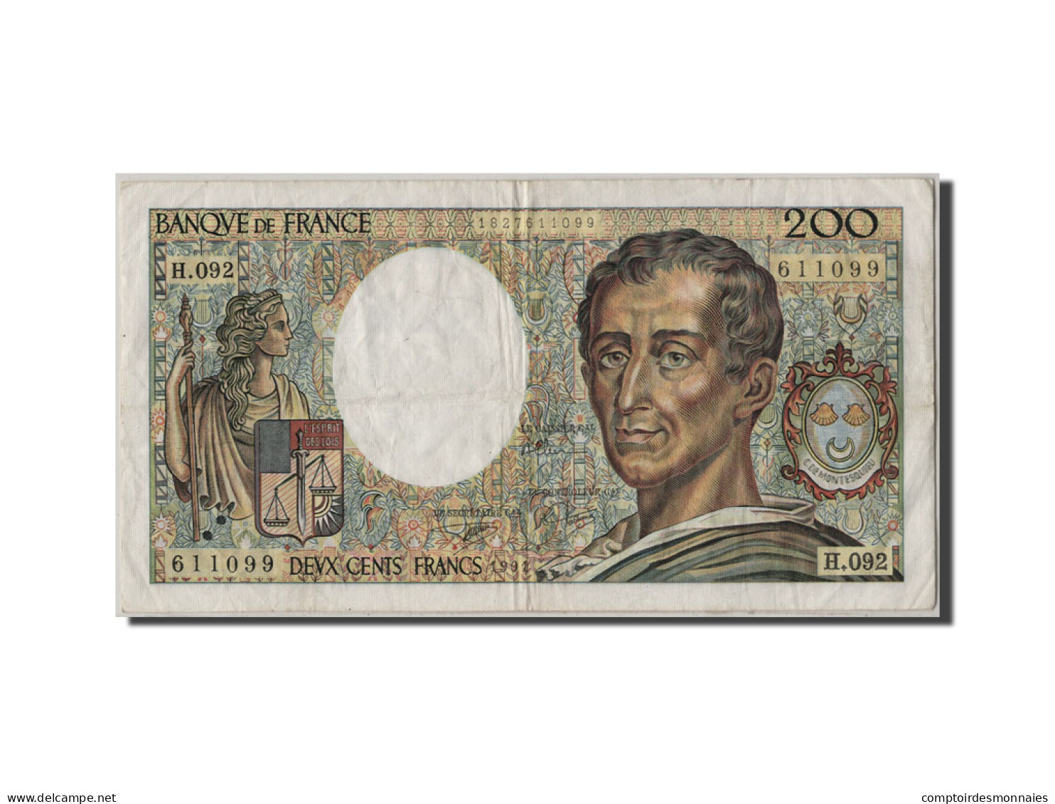 Billet, France, 200 Francs, 200 F 1981-1994 ''Montesquieu'', 1991, TTB - 200 F 1981-1994 ''Montesquieu''