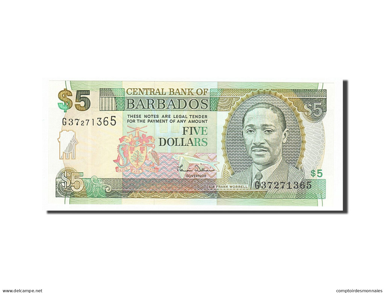 Billet, Barbados, 5 Dollars, 2000, NEUF - Barbados (Barbuda)