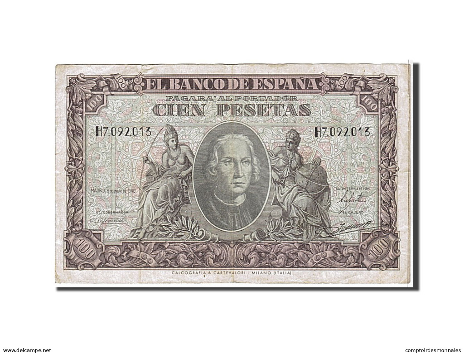 Billet, Espagne, 100 Pesetas, 1940, KM:118a, TTB - 100 Peseten