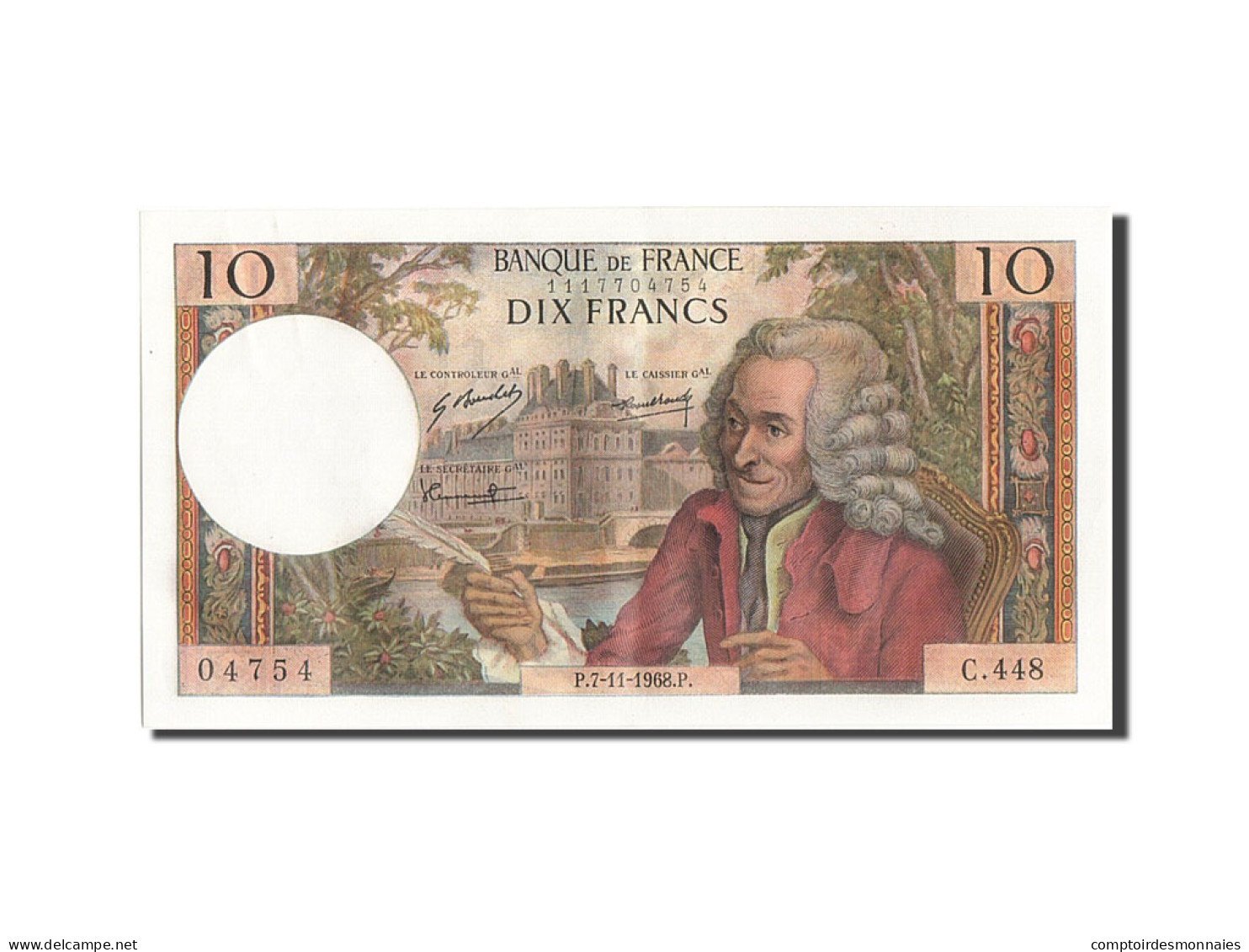 Billet, France, 10 Francs, 10 F 1963-1973 ''Voltaire'', 1968, 1968-11-07, SUP+ - 10 F 1963-1973 ''Voltaire''