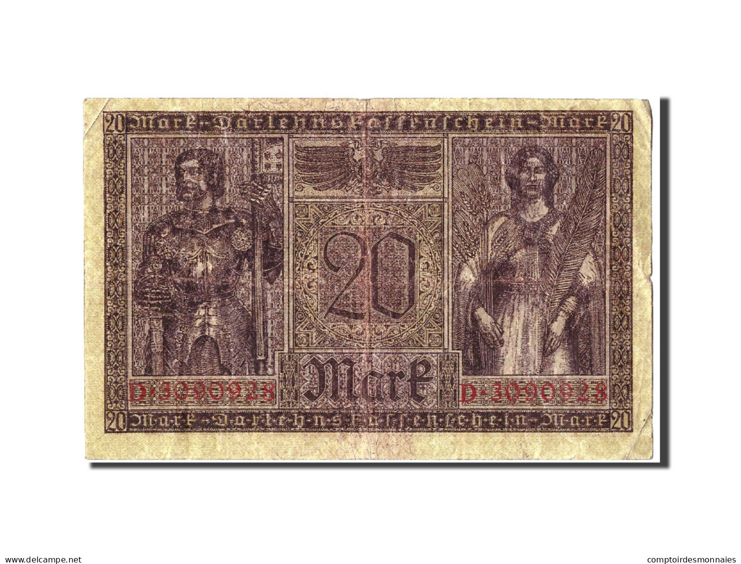 Billet, Allemagne, 20 Mark, 1918, 1918-02-20, TB+ - Administration De La Dette
