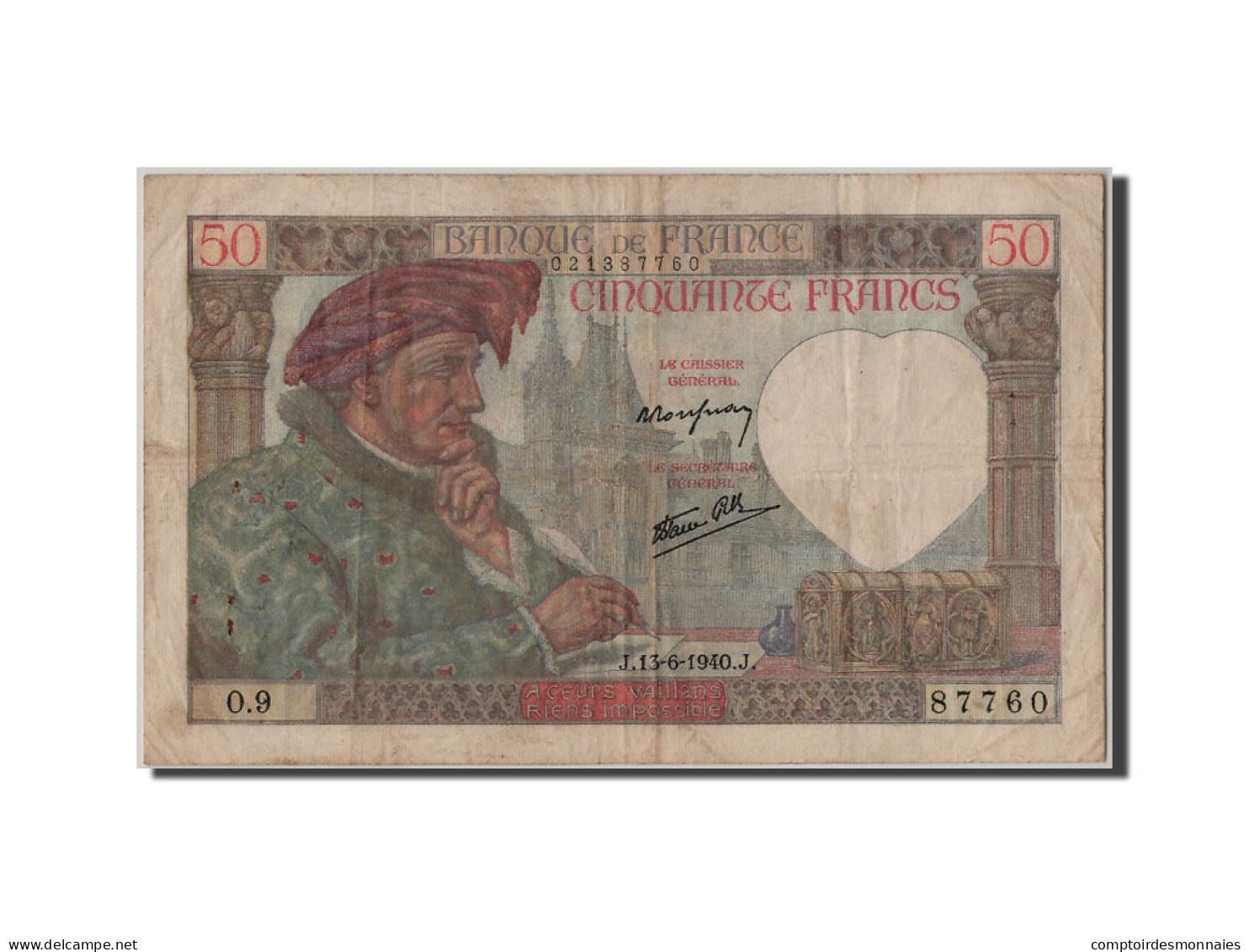 Billet, France, 50 Francs, 50 F 1940-1942 ''Jacques Coeur'', 1940, 1940-06-13 - 50 F 1940-1942 ''Jacques Coeur''