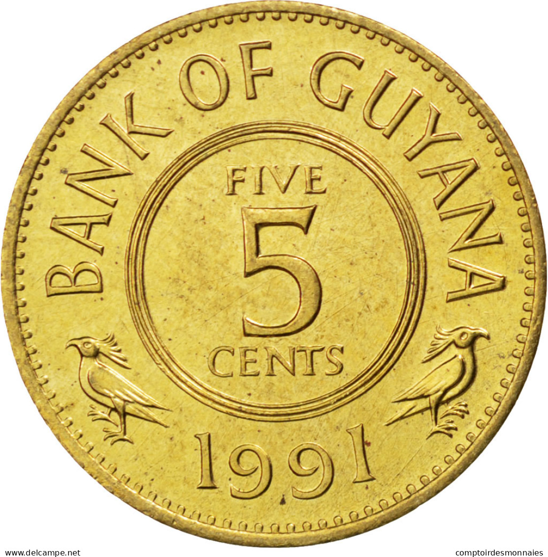 Monnaie, Guyana, 5 Cents, 1991, SPL, Nickel-brass, KM:32 - Guyana