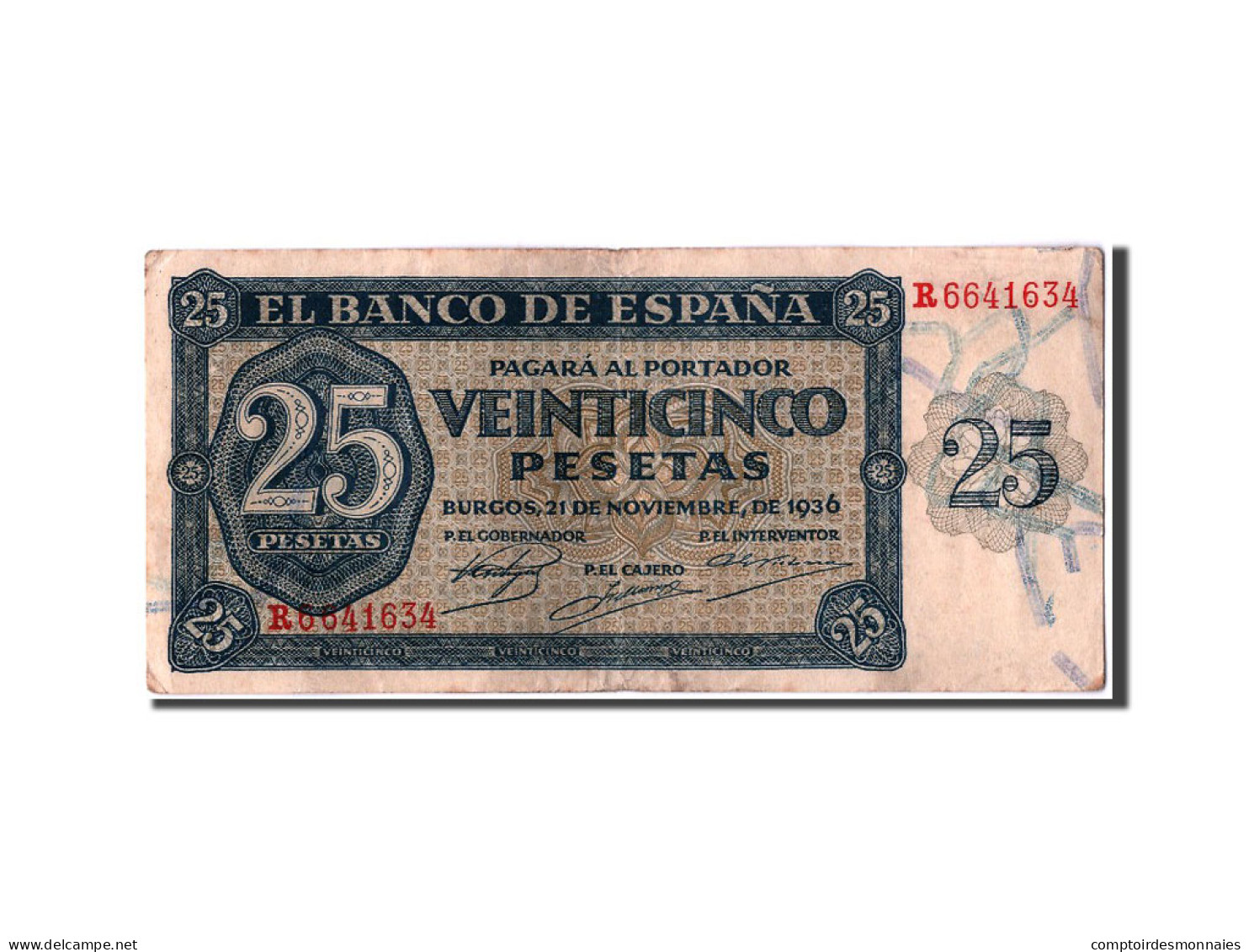 Billet, Espagne, 25 Pesetas, 1936, 1936-11-21, TTB+ - 25 Pesetas