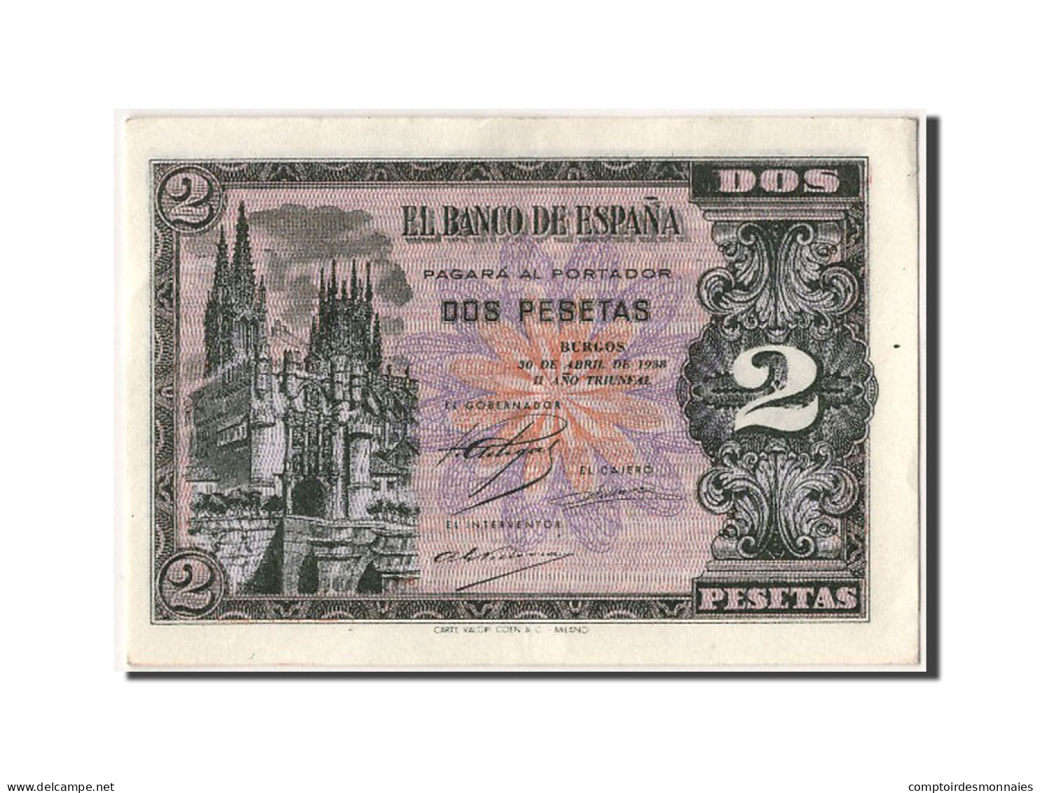 Billet, Espagne, 2 Pesetas, 1938, SPL - 1-2 Peseten